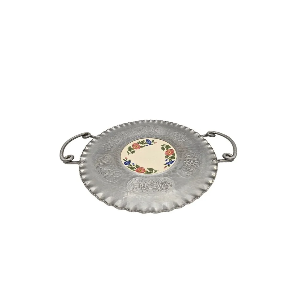 Shenandoah Ware Morning Glory With Cromwell Hand Hammered‎ Wrought Aluminum Tray